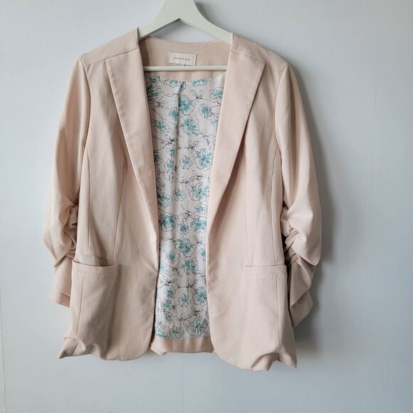 Skies Are Blue women's Raja collarless blazer size M in a light pink ruched slee - Picture 1 of 6
